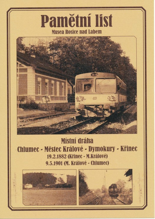 Pamětní list trati Chlumec - Křinec