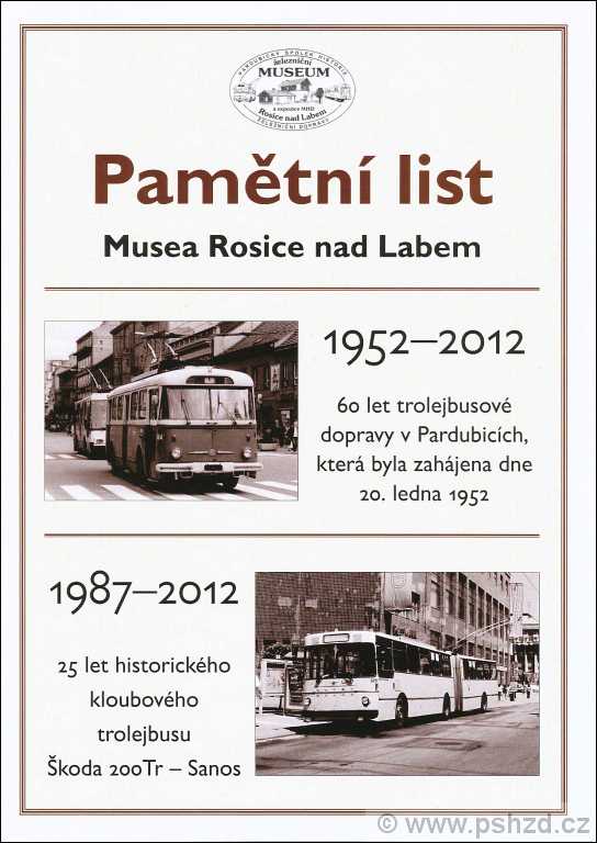 Pamětní list k výročí trolejbusů